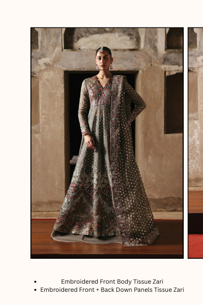 Kaashvi by Ayzel Tissue Zari Embroidered 3PC Suit – AAF25KW NIRVA AZW-25-V2-05 | Unstitched Wedding Formal