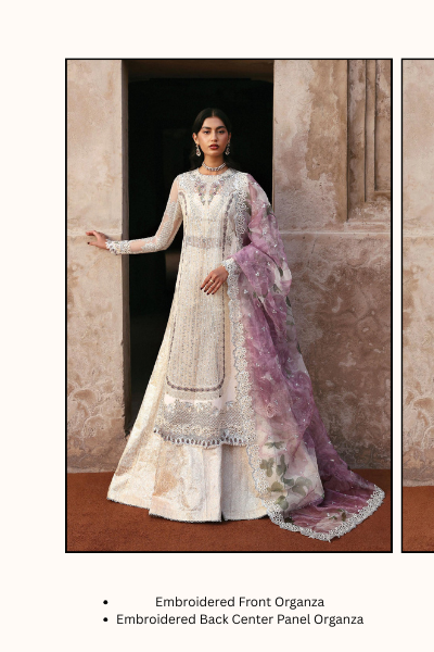 Kaashvi by Ayzel Organza Embroidered 3PC Suit – AAF25KW MEHARVI AZW-25-V2-01 | Unstitched Wedding Formal