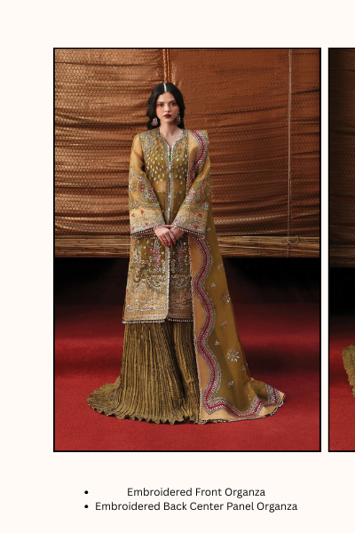 Kaashvi by Ayzel Organza Embroidered 3PC Suit – AAF25KW USHNA AZW-25-V2-07 | Unstitched Wedding Formal