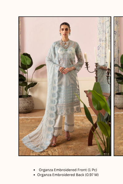 Ayzel The Whispers of Grandeur Organza Embroidered 3PC Suit – ADK-V1-07 | Unstitched Wedding Formal