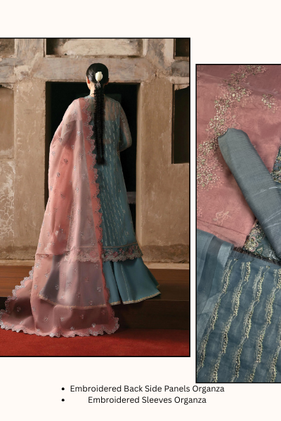 Kaashvi by Ayzel Embroidered Organza 3PC Suit – AAF25KW RAVINA AZW-25-V2-04 | Unstitched Wedding Formal