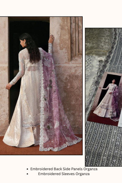 Kaashvi by Ayzel Organza Embroidered 3PC Suit – AAF25KW MEHARVI AZW-25-V2-01 | Unstitched Wedding Formal