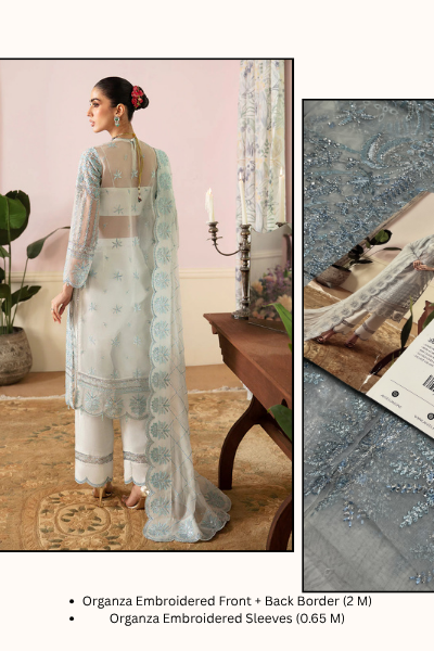 Ayzel The Whispers of Grandeur Organza Embroidered 3PC Suit – ADK-V1-07 | Unstitched Wedding Formal