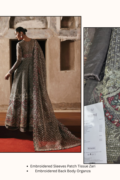 Kaashvi by Ayzel Tissue Zari Embroidered 3PC Suit – AAF25KW NIRVA AZW-25-V2-05 | Unstitched Wedding Formal