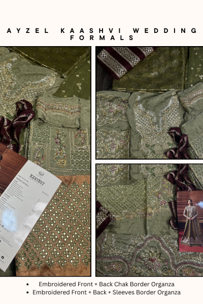 Kaashvi by Ayzel Net Embroidered 3PC Suit – AAF25KW JHANVI AZW-25-V2-06 | Unstitched Wedding Formal