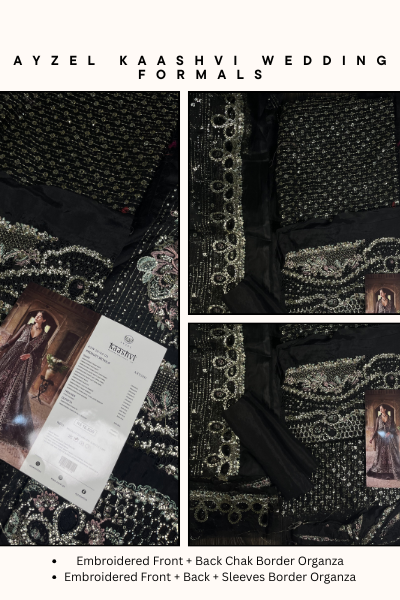 Kaashvi by Ayzel Organza Embroidered 3PC Suit – AAF25KW ARUSHI AZW-25-V2-03 | Unstitched Wedding Formal