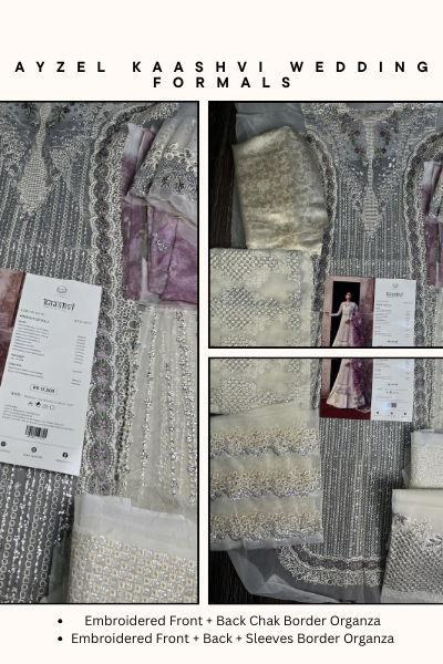 Kaashvi by Ayzel Organza Embroidered 3PC Suit – AAF25KW MEHARVI AZW-25-V2-01 | Unstitched Wedding Formal