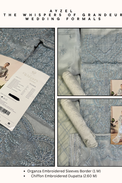 Ayzel The Whispers of Grandeur Organza Embroidered 3PC Suit – ADK-V1-07 | Unstitched Wedding Formal