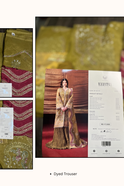 Kaashvi by Ayzel Organza Embroidered 3PC Suit – AAF25KW USHNA AZW-25-V2-07 | Unstitched Wedding Formal