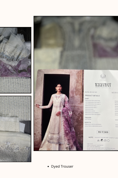 Kaashvi by Ayzel Organza Embroidered 3PC Suit – AAF25KW MEHARVI AZW-25-V2-01 | Unstitched Wedding Formal