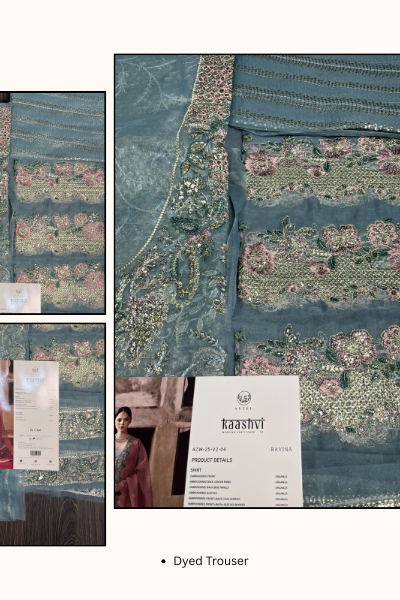 Kaashvi by Ayzel Embroidered Organza 3PC Suit – AAF25KW RAVINA AZW-25-V2-04 | Unstitched Wedding Formal