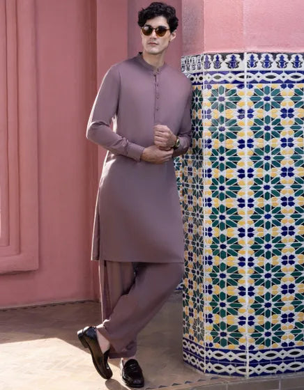 J. Men’s-REDDISH BROWN BLENDED KURTA PAJAMA | JJKP-A-34248