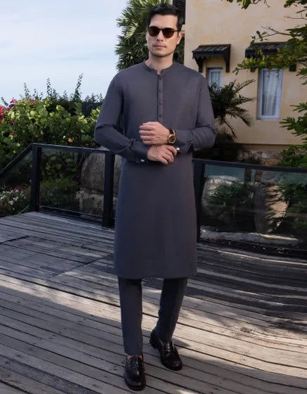 J. Men’s-TWO TONE BLUE BLENDED KURTA PAJAMA | JJKP-A-34250
