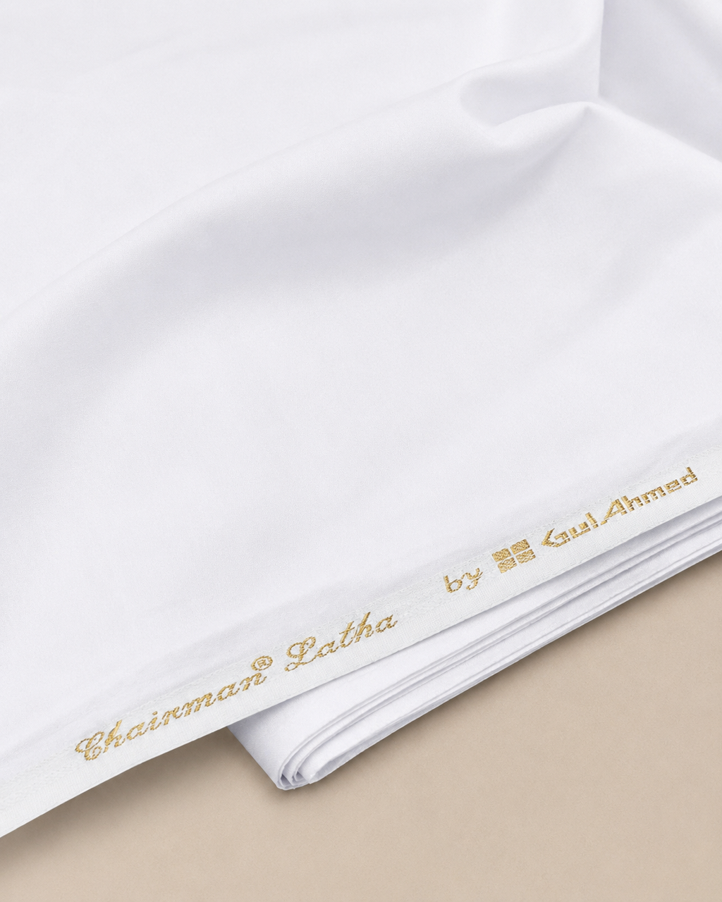 GulAhmed White Chairman Latha Unstitched Cotton Fabric – 7 Meter, 2 Pieces