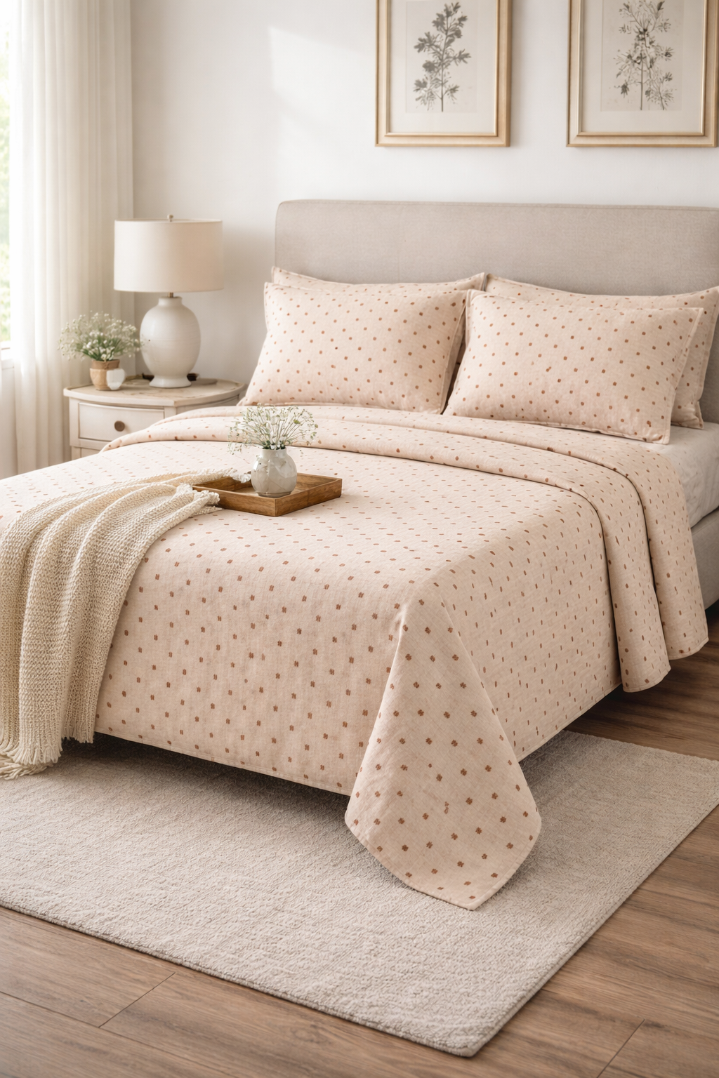 Original GAP Home Cotton Bedsheet Set – Imported | Standard Size | 2 Pillow Covers