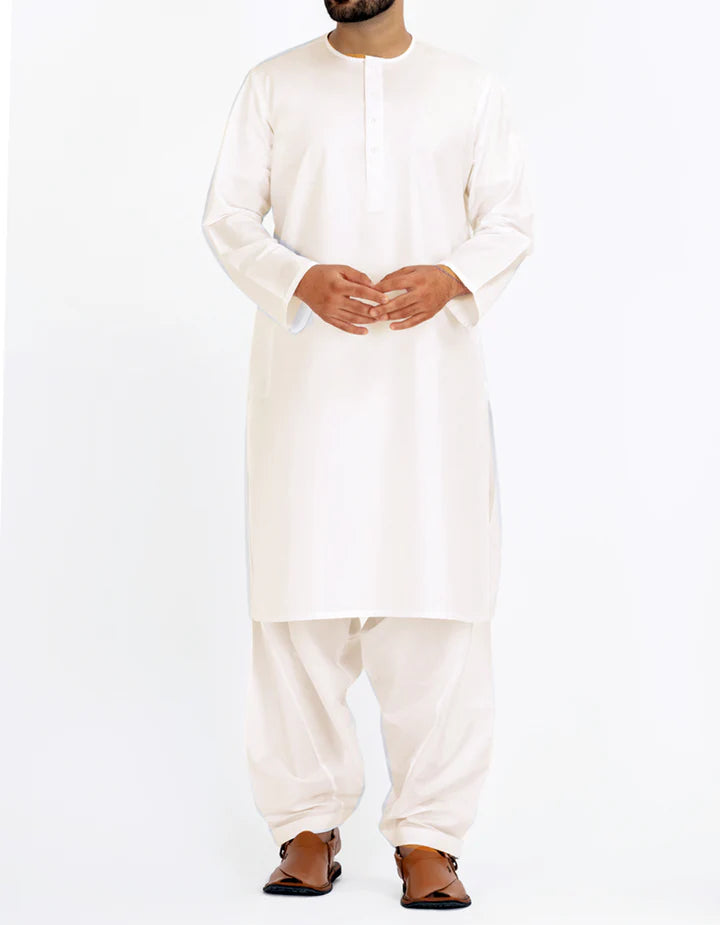 Off White Cotton Inner Suit - J. Junaid Jamshed
