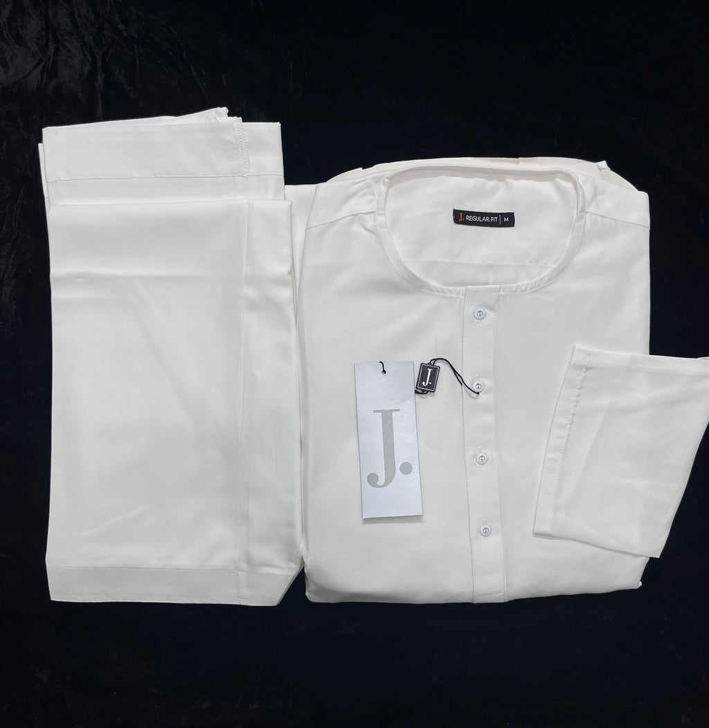 Off White Cotton Inner Suit - J. Junaid Jamshed
