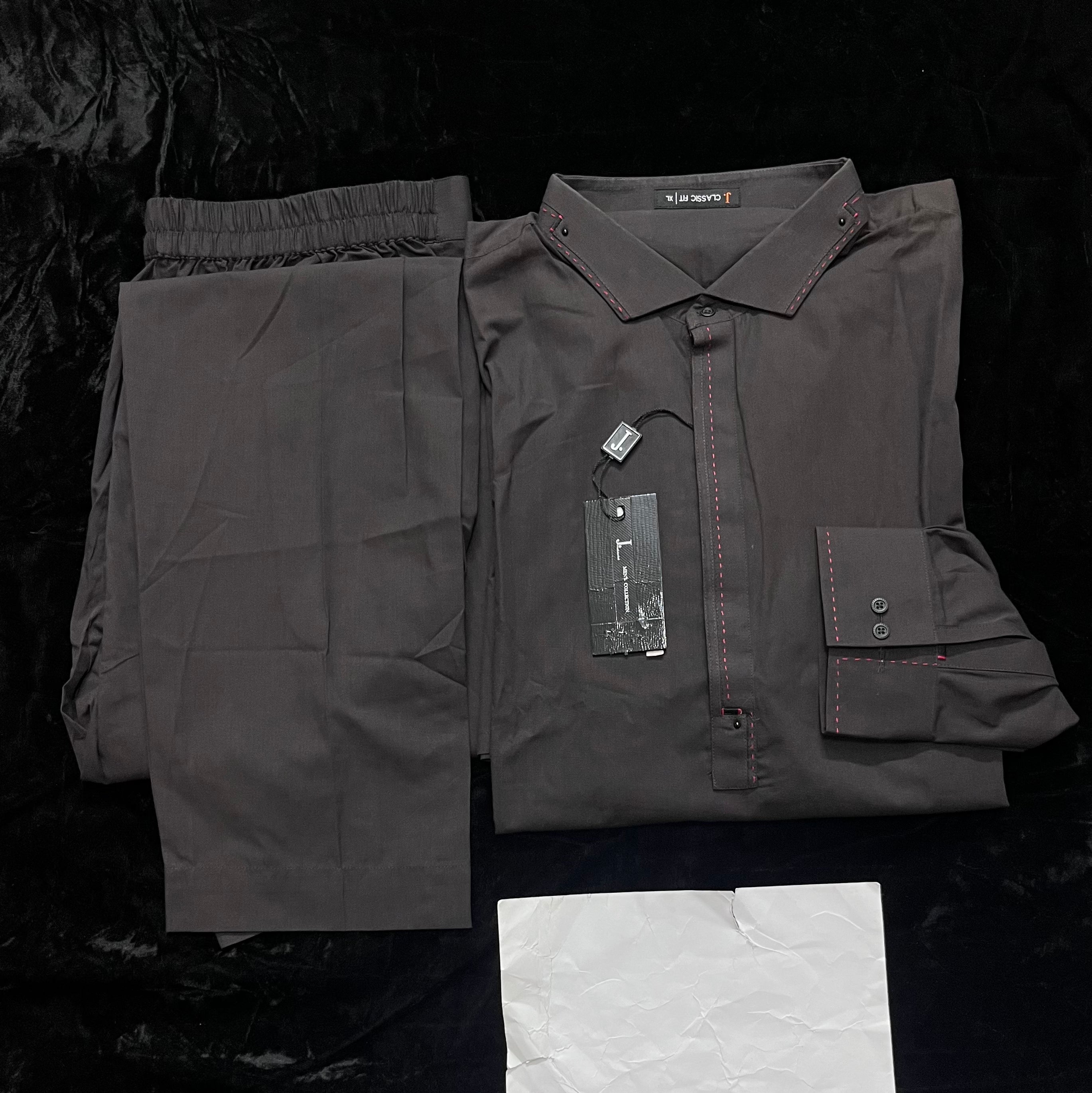 J. Men’s-DARK BROWN BLENDED KURTA PAJAMA | JJKP-S-32580