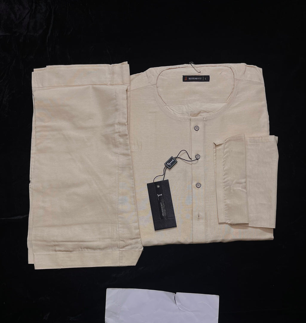 Light Beige Cotton Inner Suit - J. Junaid Jamshed