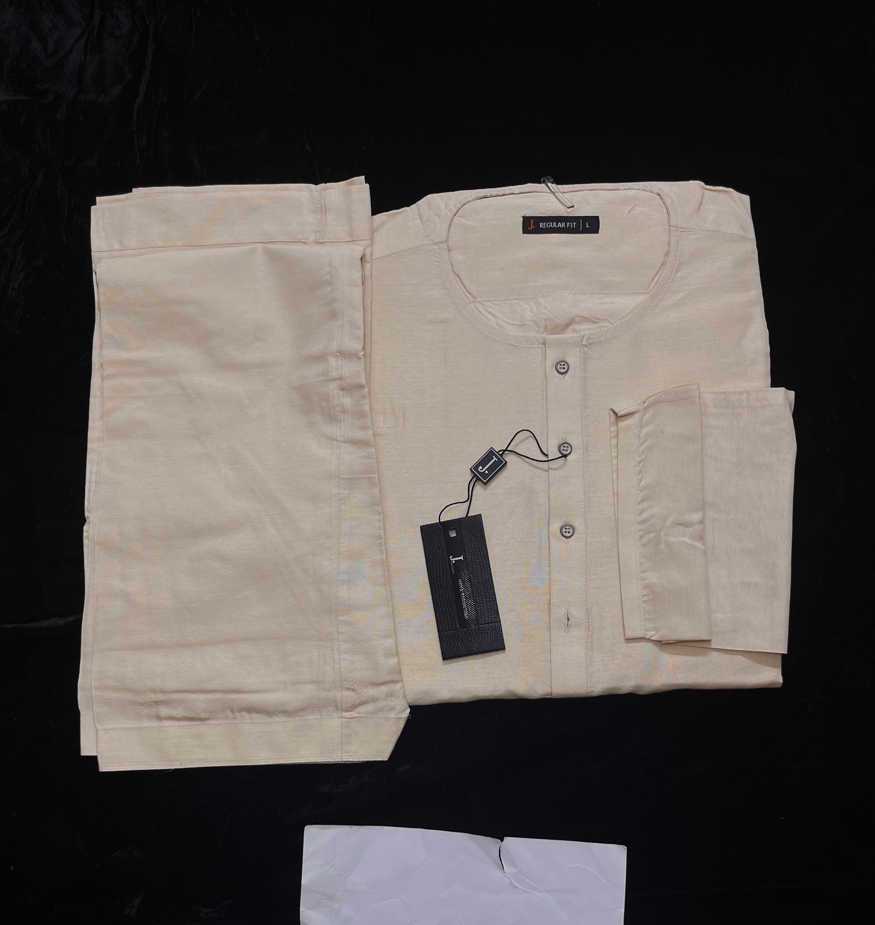 Light Beige Cotton Inner Suit - J. Junaid Jamshed