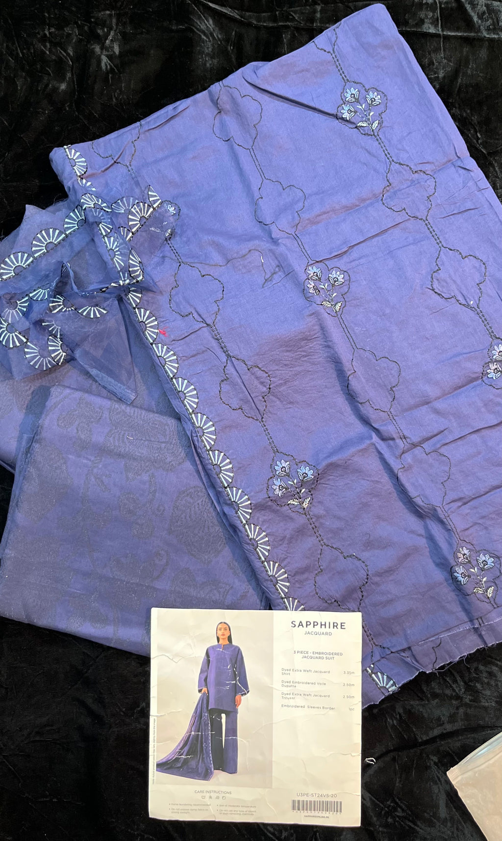 Sapphire 3-Piece Embroidered Jacquard Suit