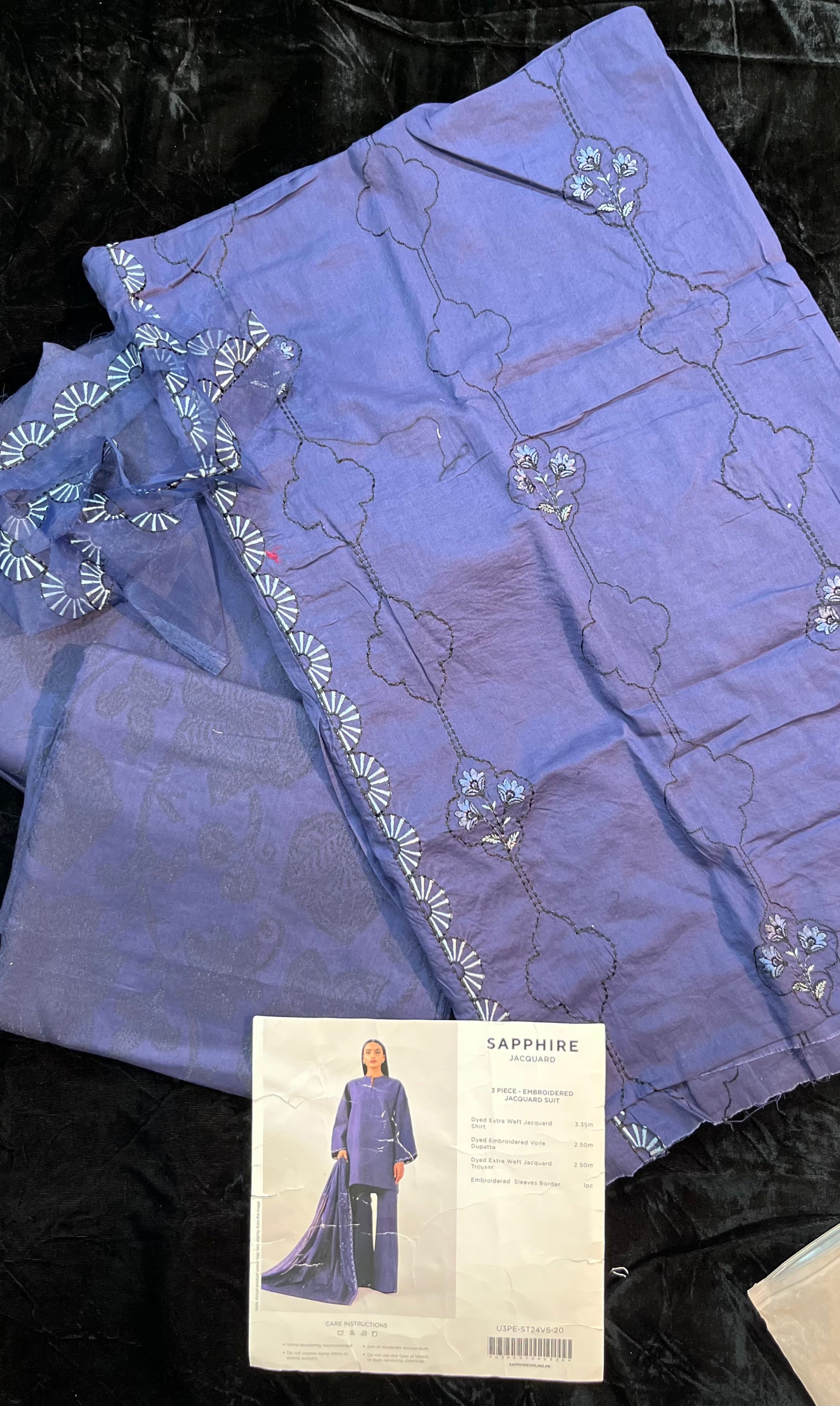 Sapphire 3-Piece Embroidered Jacquard Suit