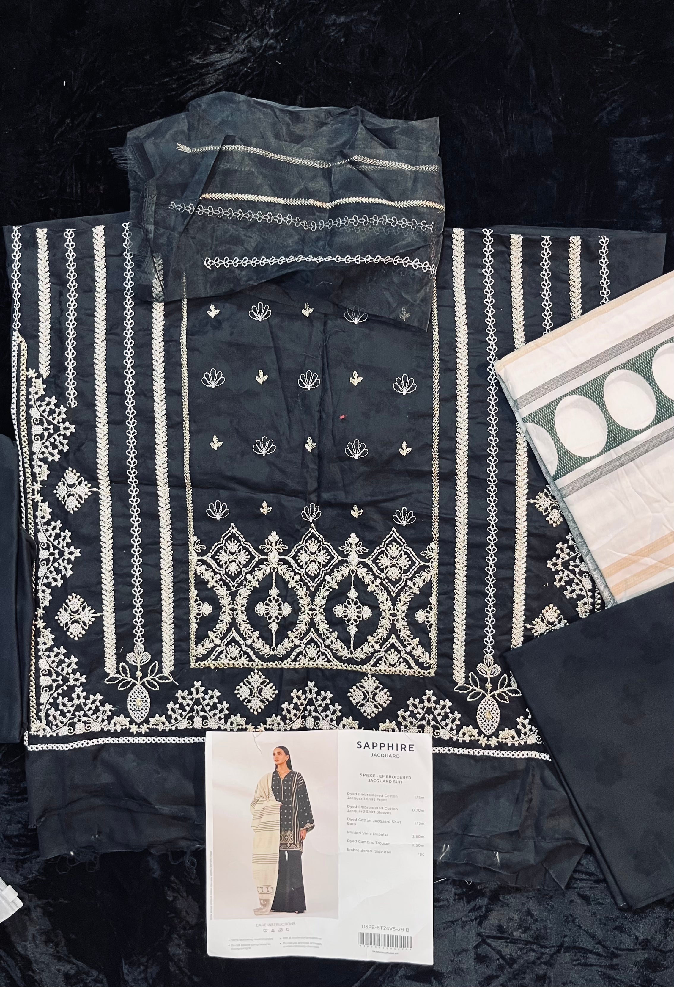 Sapphire 3-Piece Embroidered Jacquard Suit