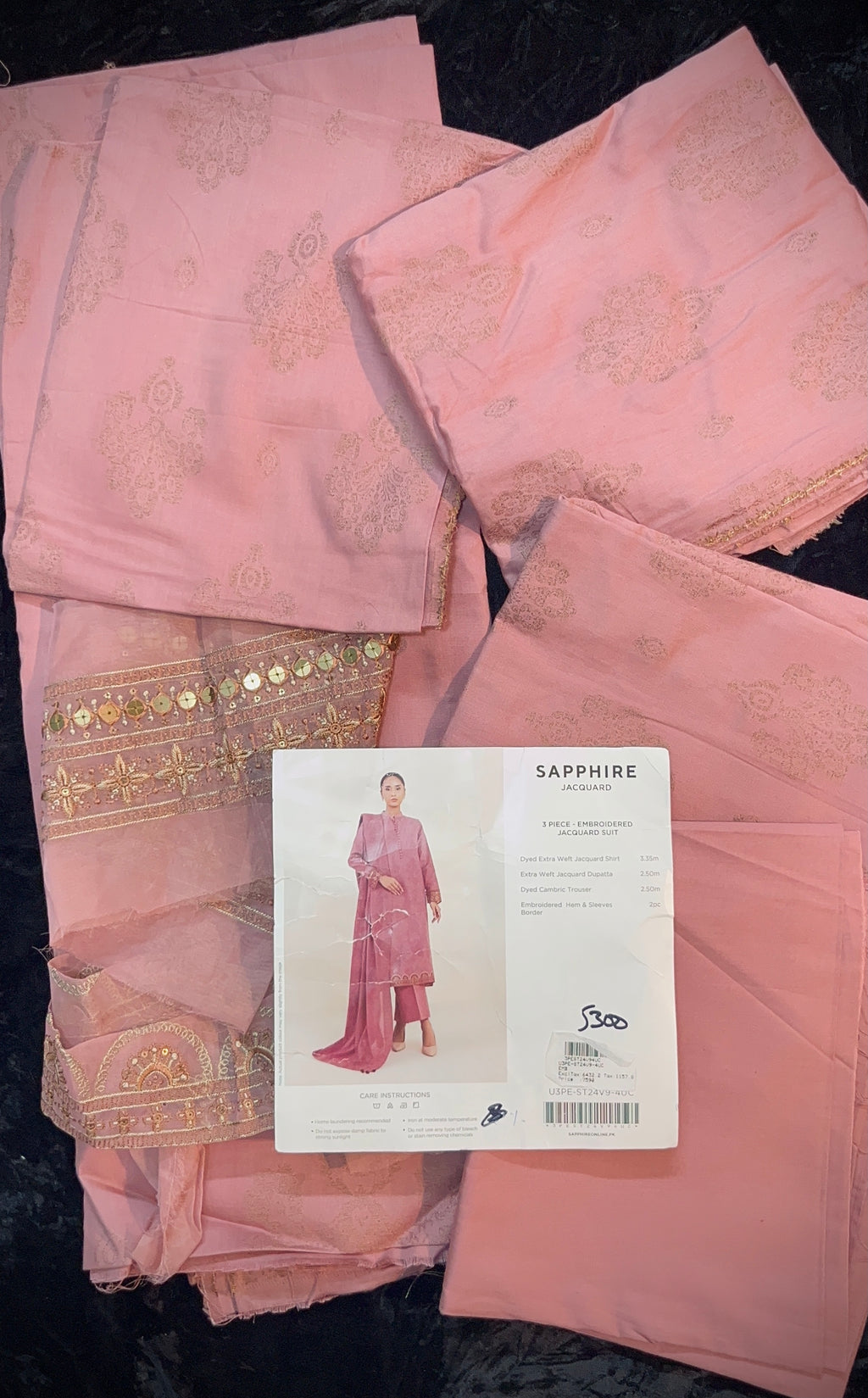 Sapphire 3-Piece Embroidered Jacquard Suit