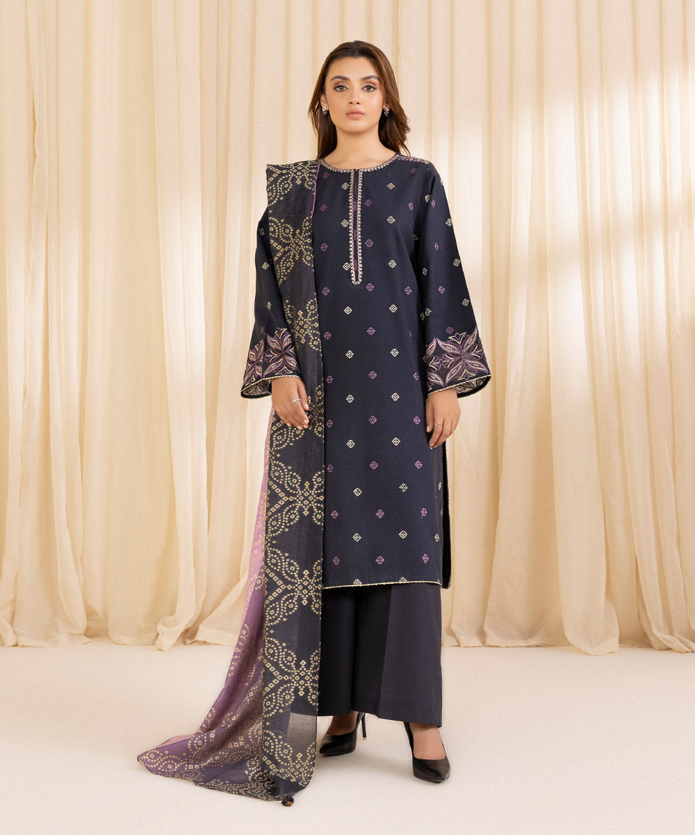 Sapphire 3-Piece Embroidered Jacquard Suit