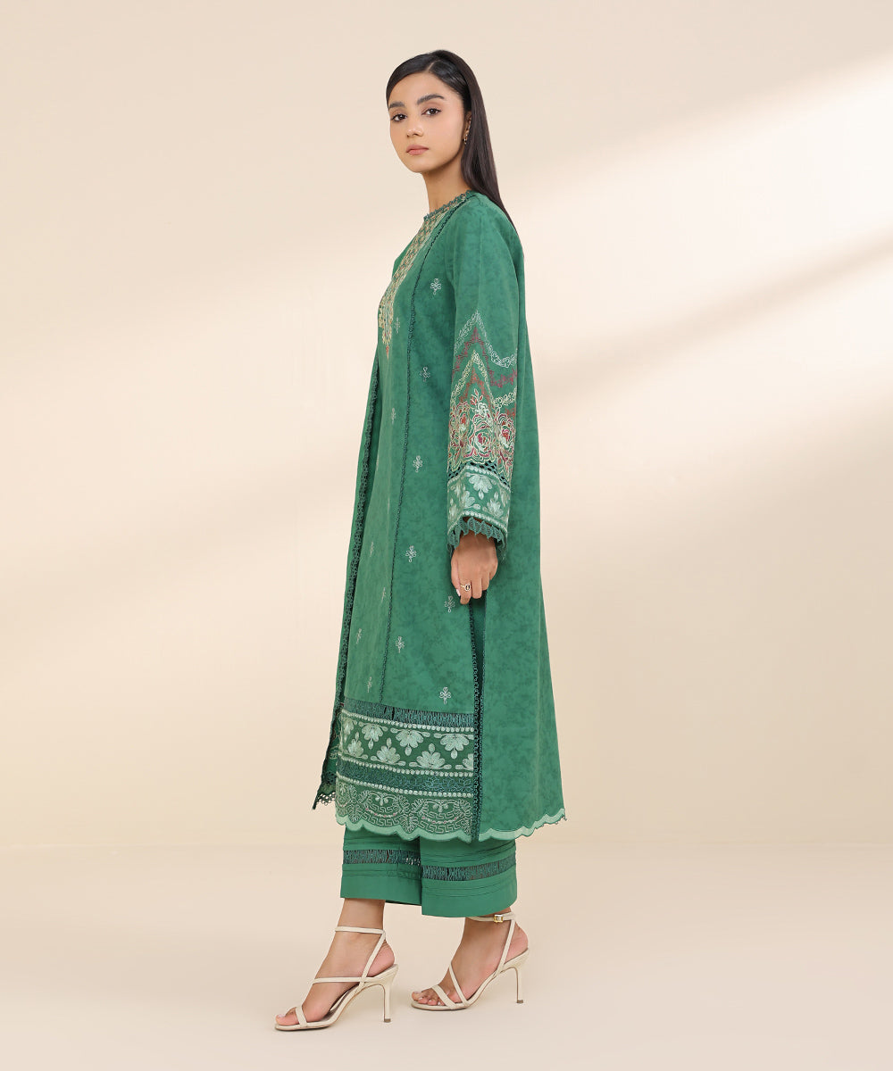 Sapphire 3-Piece Embroidered Cotton Jacquard Suit