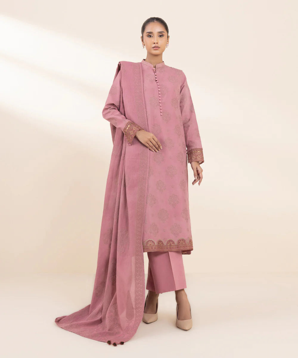 Sapphire 3-Piece Embroidered Jacquard Suit