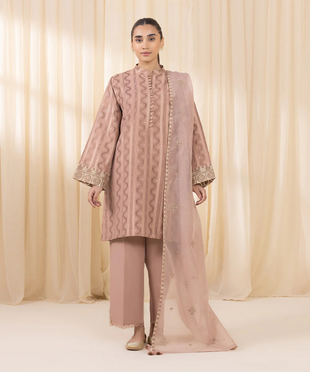 Sapphire 3-Piece Embroidered Jacquard Suit