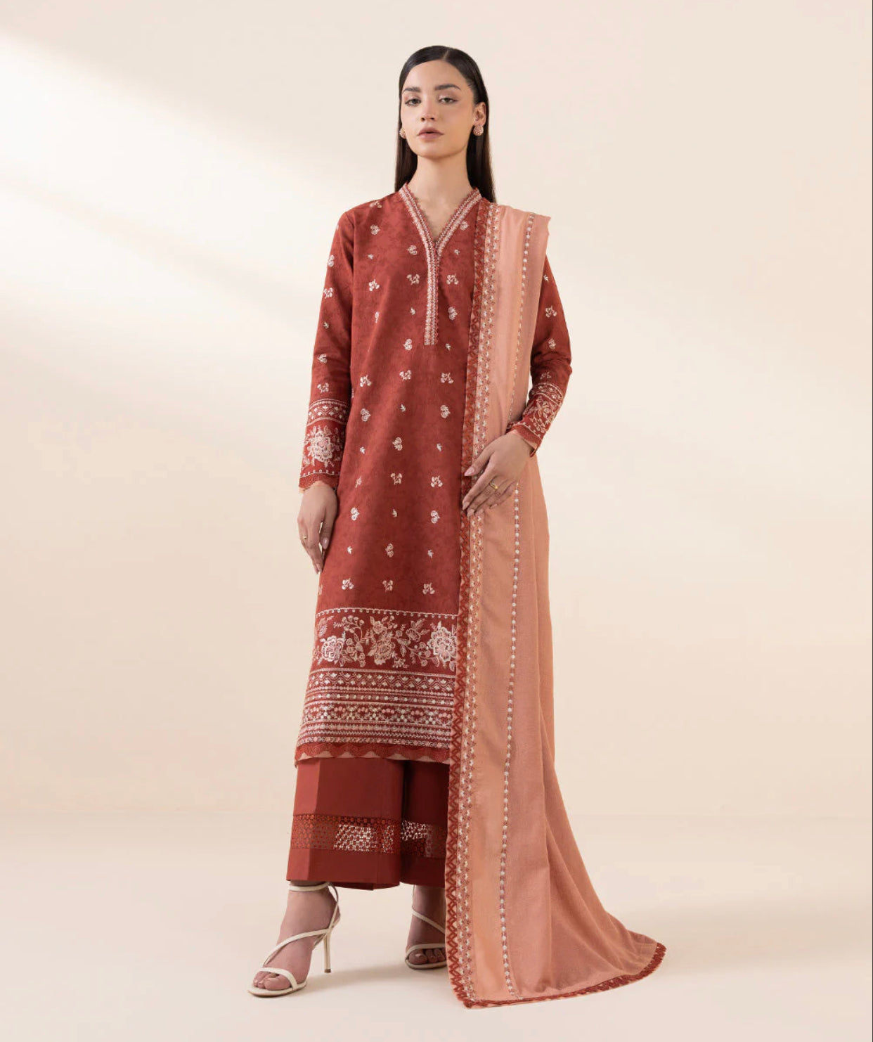 Sapphire 3-Piece Embroidered Cotton Jacquard Suit