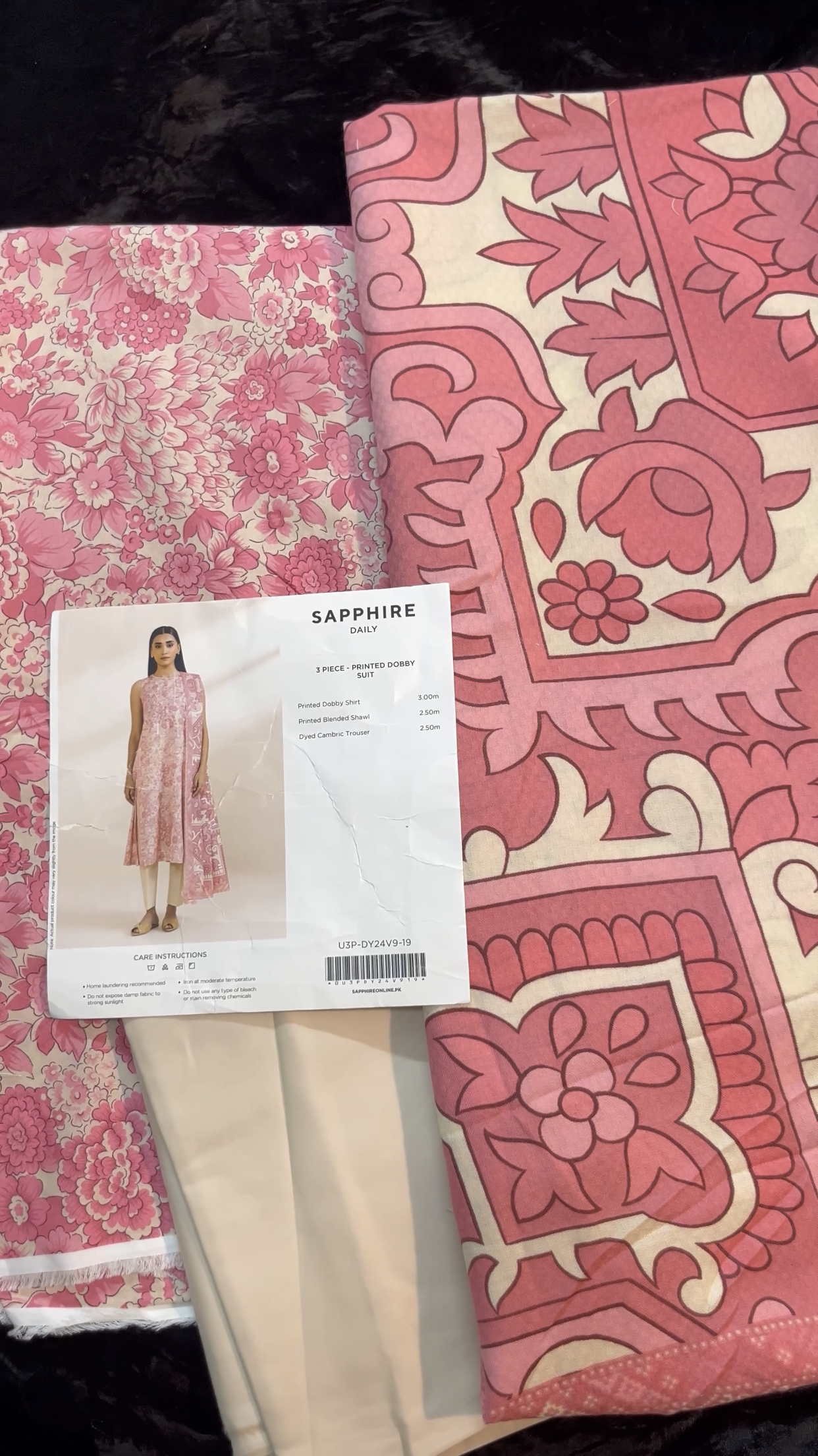 SAPPHIRE 3-PIECE PRINTED DOBBY SUIT