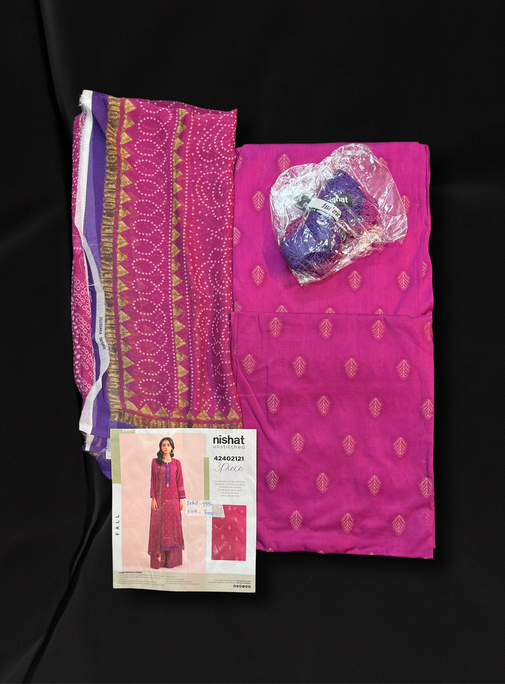 Nishat Fall Fantasy Embroidered Jacquard Unstitched 3Pc Suit - 42402121