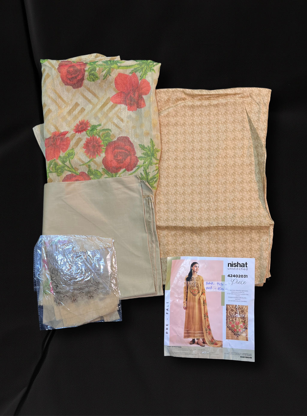 Nishat Linen 3 Piece – Embroidered Suit – 42402031