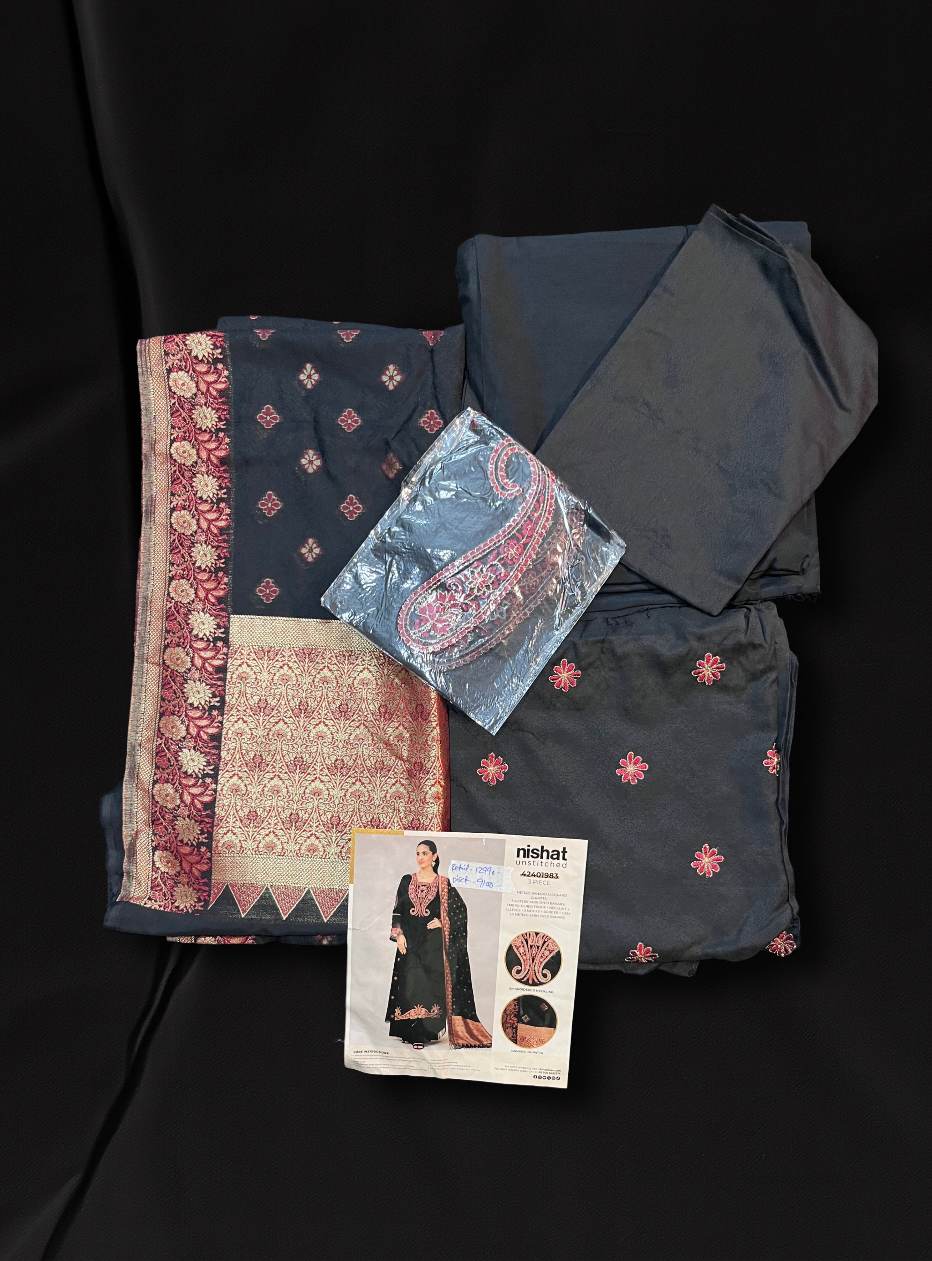 Nishat Linen 3 Piece - Yarn Dyed Embroidered Suit