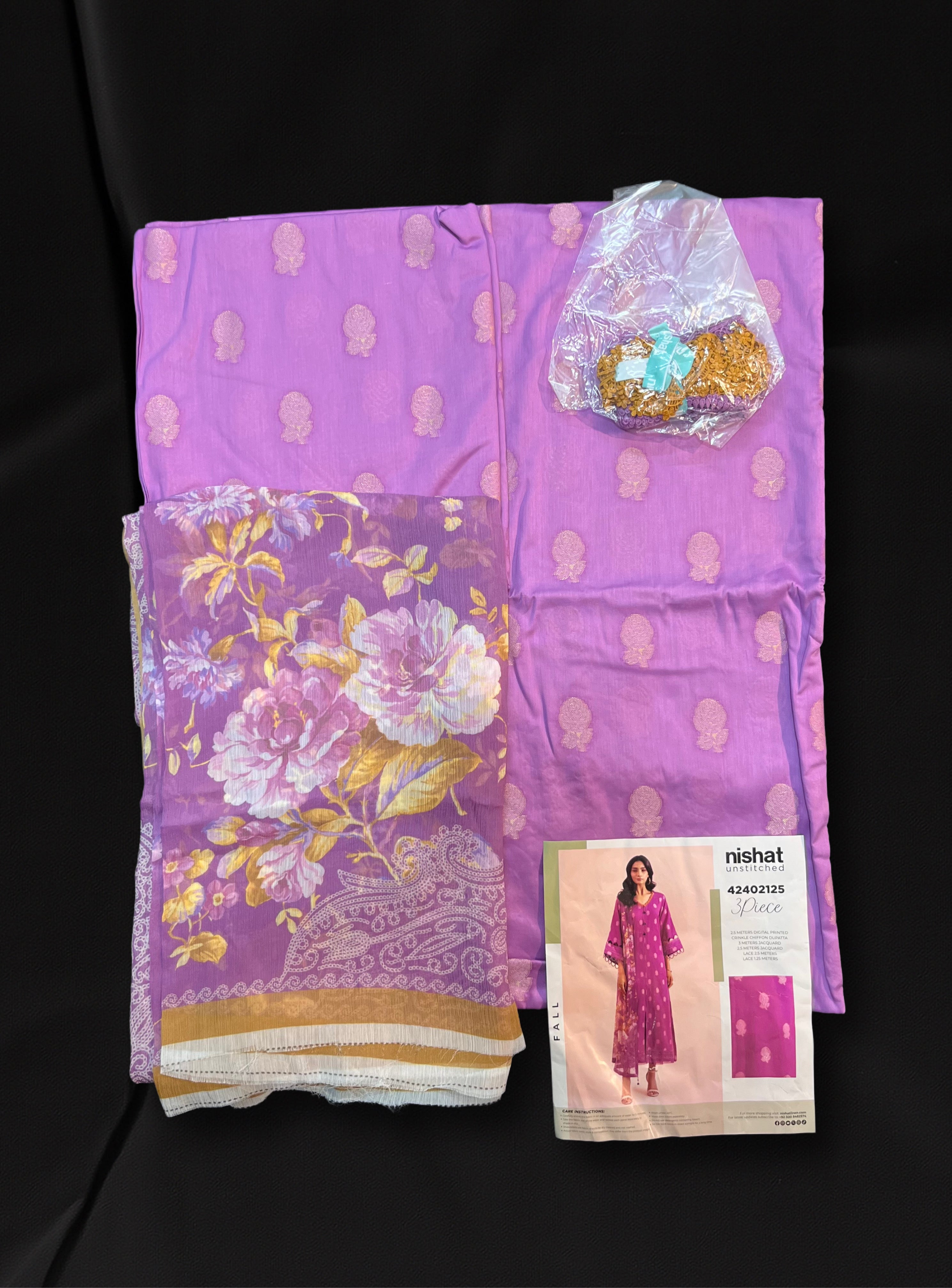 Nishat Fall Fantasy Embroidered Jacquard Unstitched 3Pc Suit
