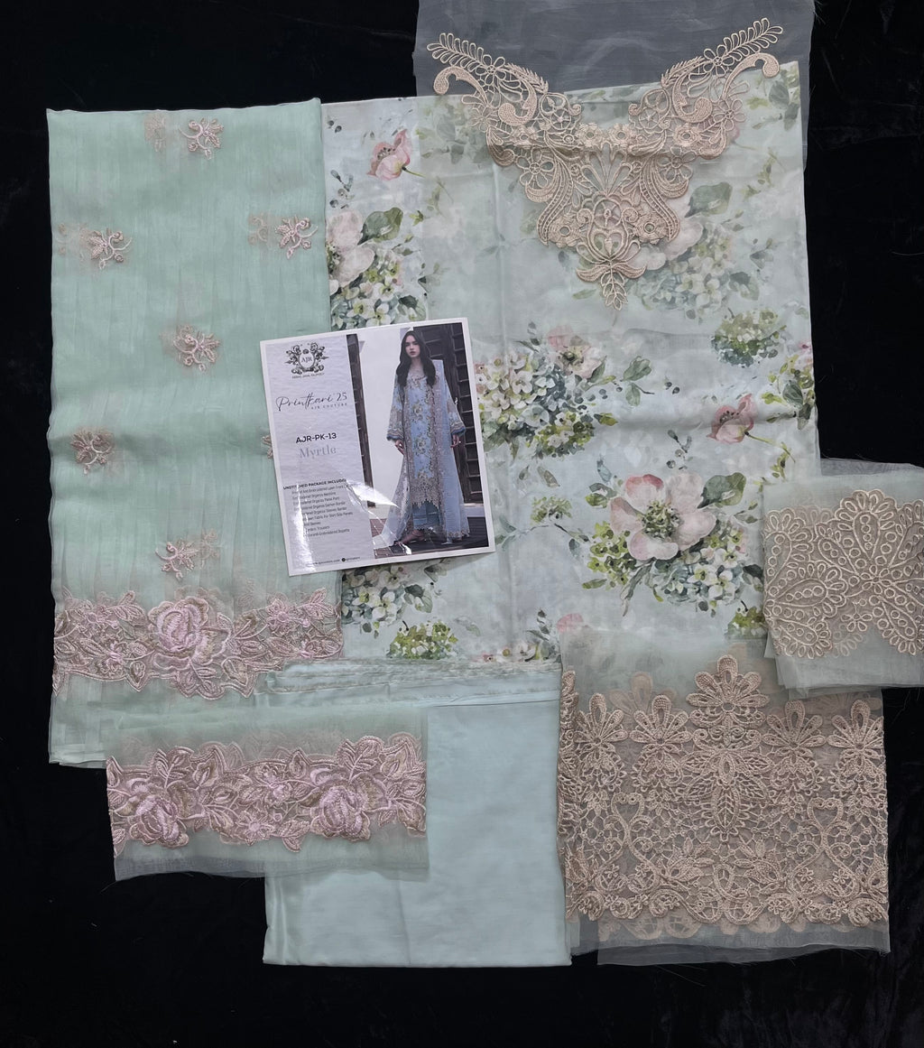 AJR Embroidered Lawn Unstitched 3 Piece Suit - AJR-PK-13