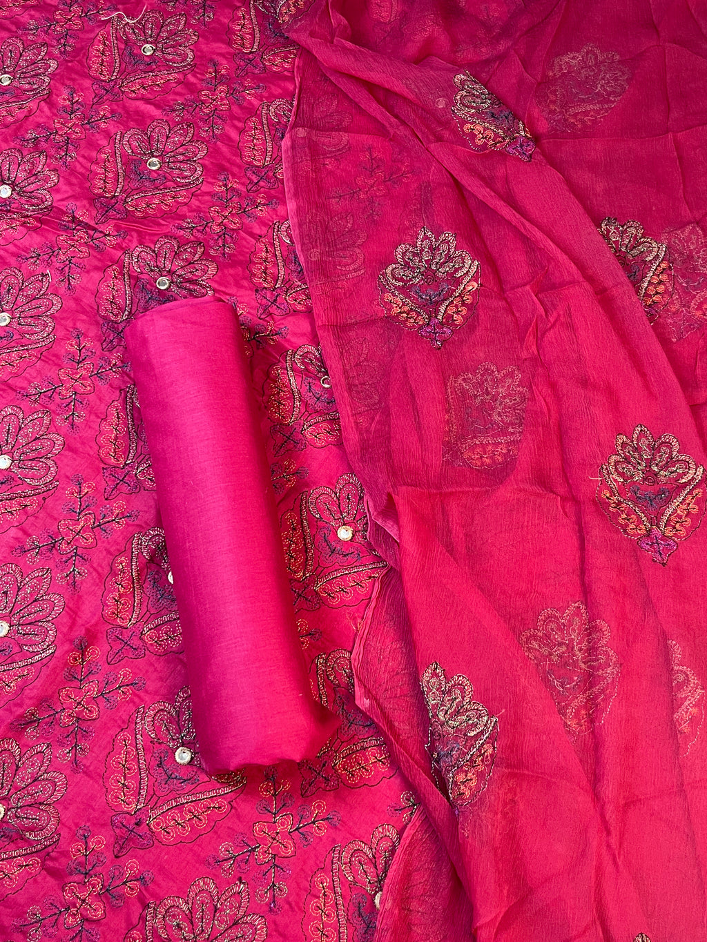 Bareeze Style Embroidered Lawn Suit with Panni Work – 3 Piece Unstitched (Chiffon Dupatta)