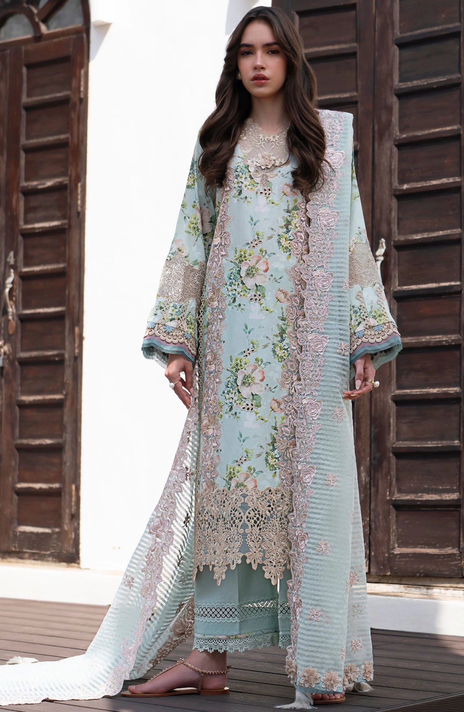 AJR Embroidered Lawn Unstitched 3 Piece Suit - AJR-PK-13